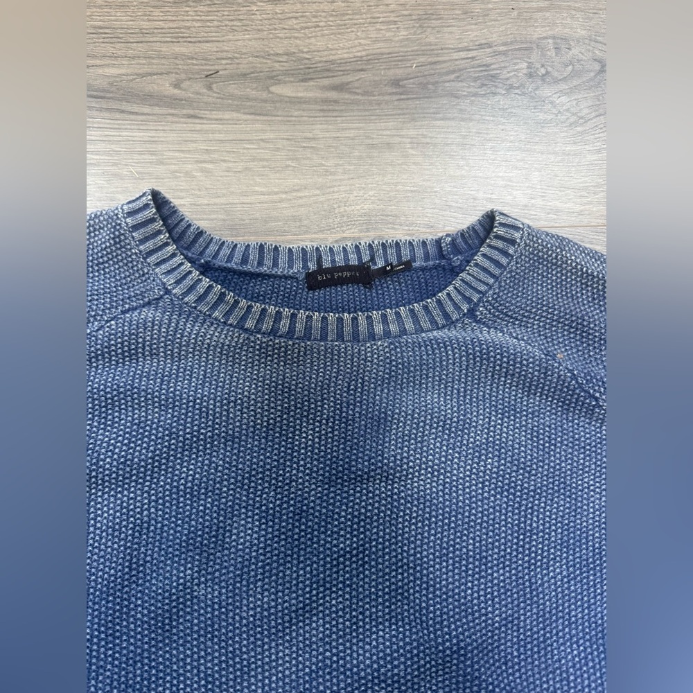 Blu Pepper blue Sweater with Lace Accents - Picture 4 of 9